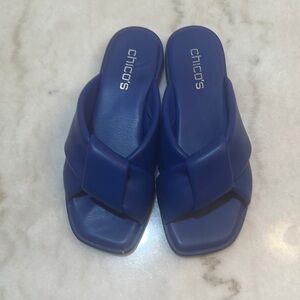 Chico's Blue Slide Sandals‎ Minimalist Design